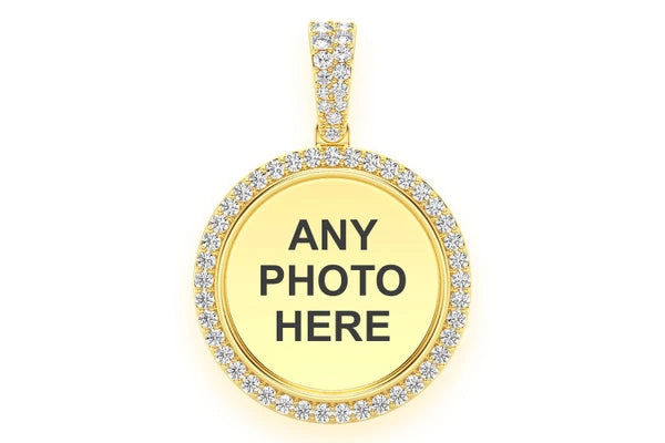 Small Round Picture Memory Pendant 14k Lab Diamonds