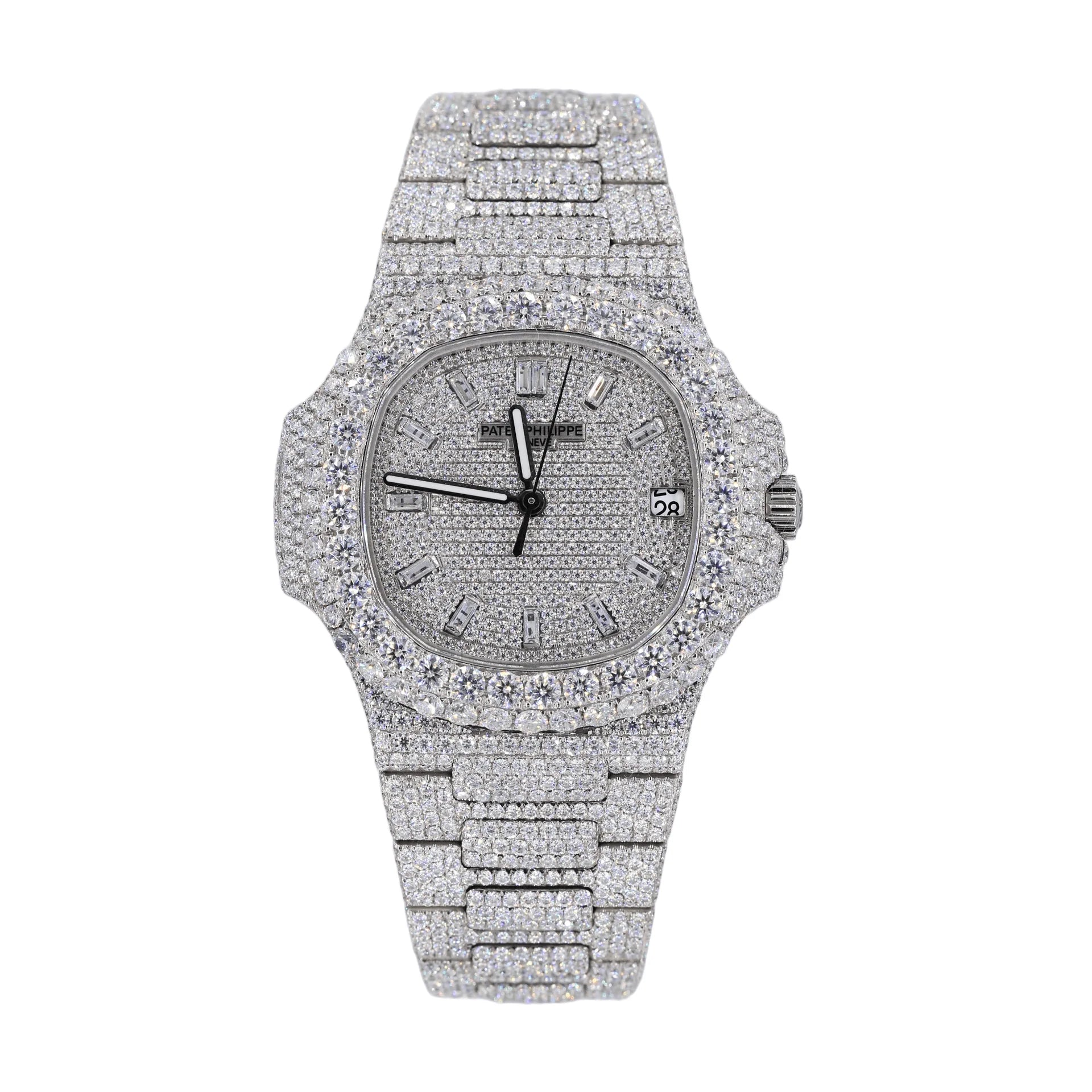Moissanite Diamond Two Row Stone Bezel Watch 22CT