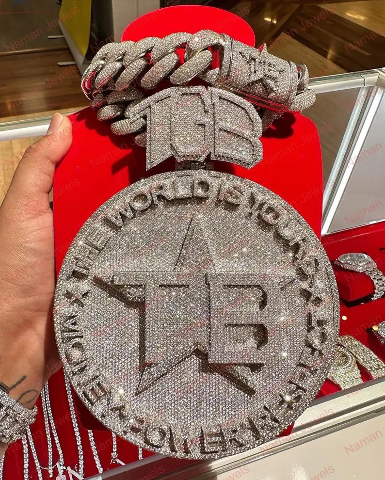 Custom Iced Out Lab Diamond Pendant, 925 Sterling Silver